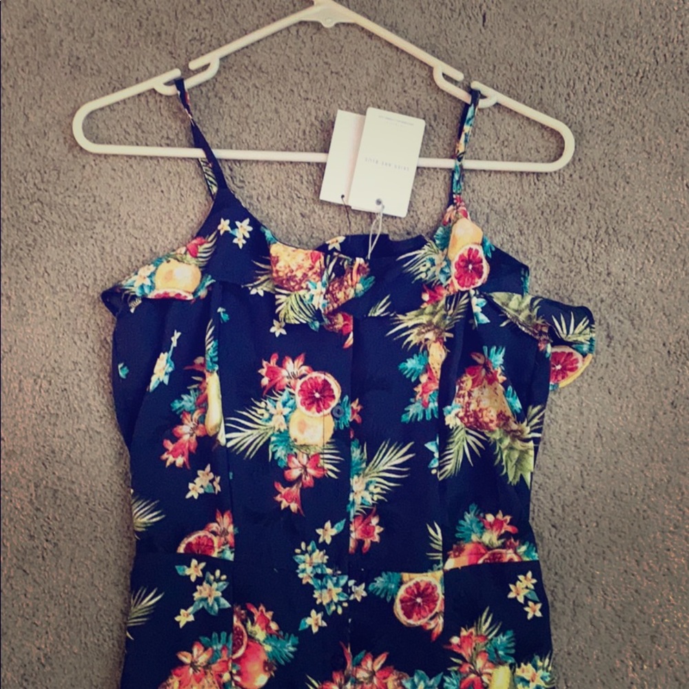 Skies Are Blue SL Floral Print Maxi Dress Navy